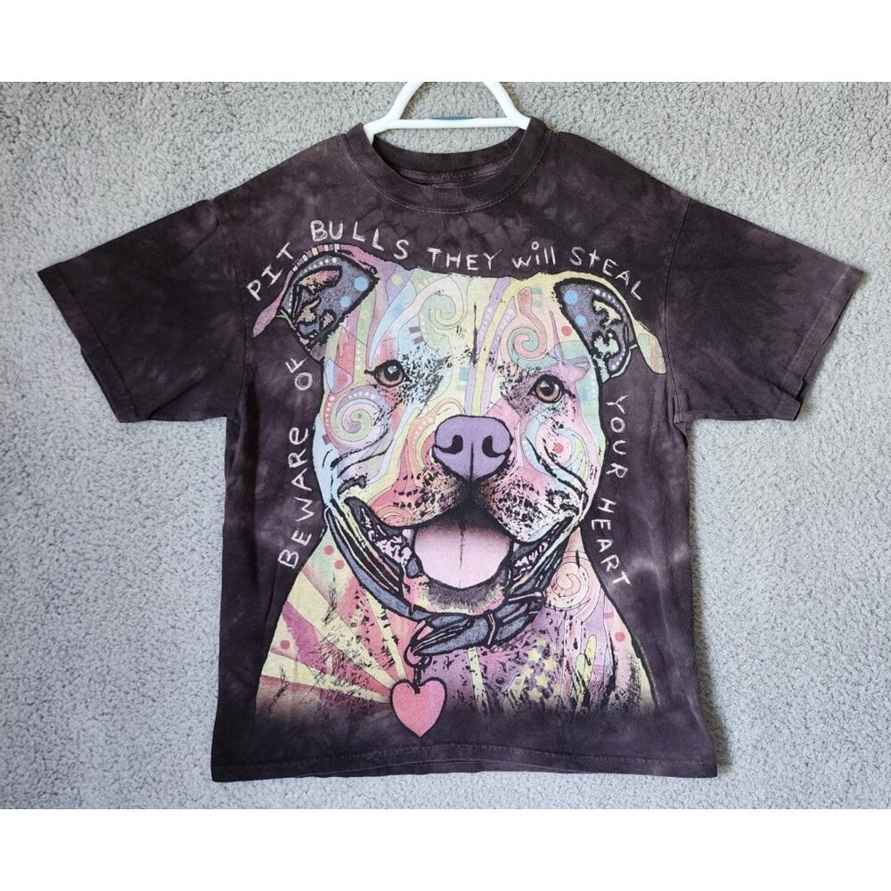 The Mountain Pit Bull Dog Tie Dye Graphic Print T Shirt Size Medium 100% Cotton